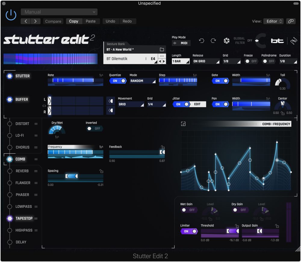 iZotope Stutter Edit 2 - User Interface - Comb
