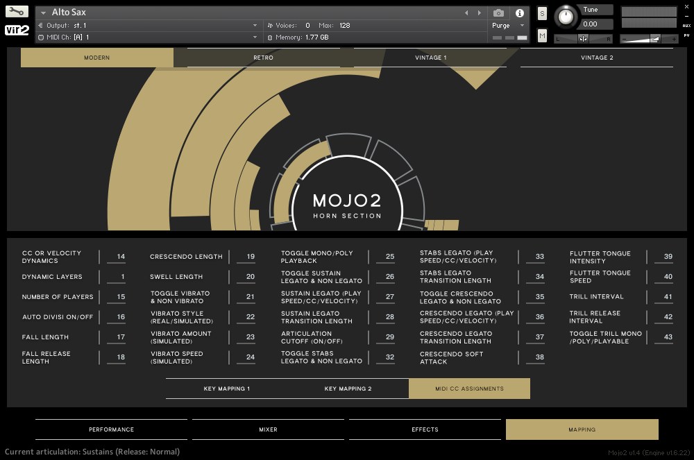 Mojo 2: Horn Section - User Interface (MIDI CC)