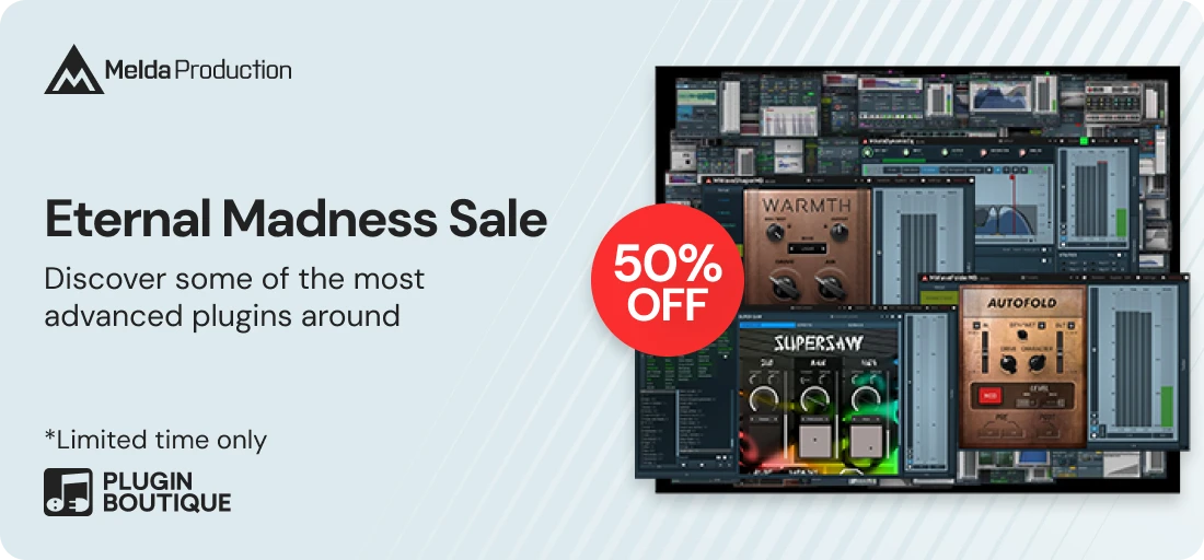 MeldaProduction MRhythmizerMB, MDrumReplacer, MFreeformEqualizer, and MTransientMB Eternal Madness Sale