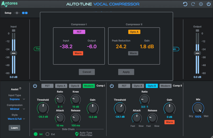 Antares Auto-Tune Vocal Compressor - Assist Results