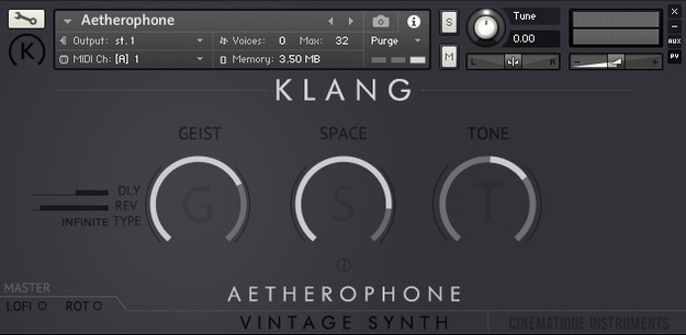 VINTAGE SYNTH: Aetherophone interface