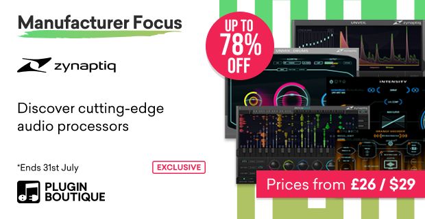 Zynaptiq Manufacturer Focus Sale, Save up to 78% at Plugin Boutique