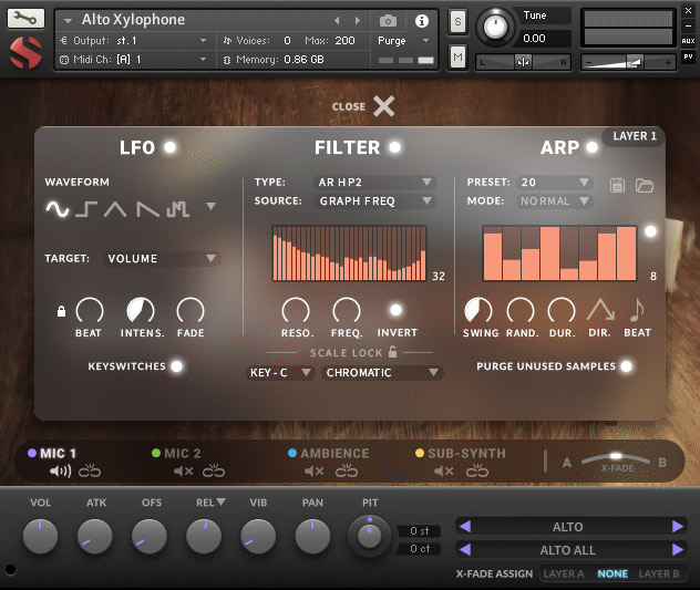 Soundiron Alto Xylophone - Advanced GUI
