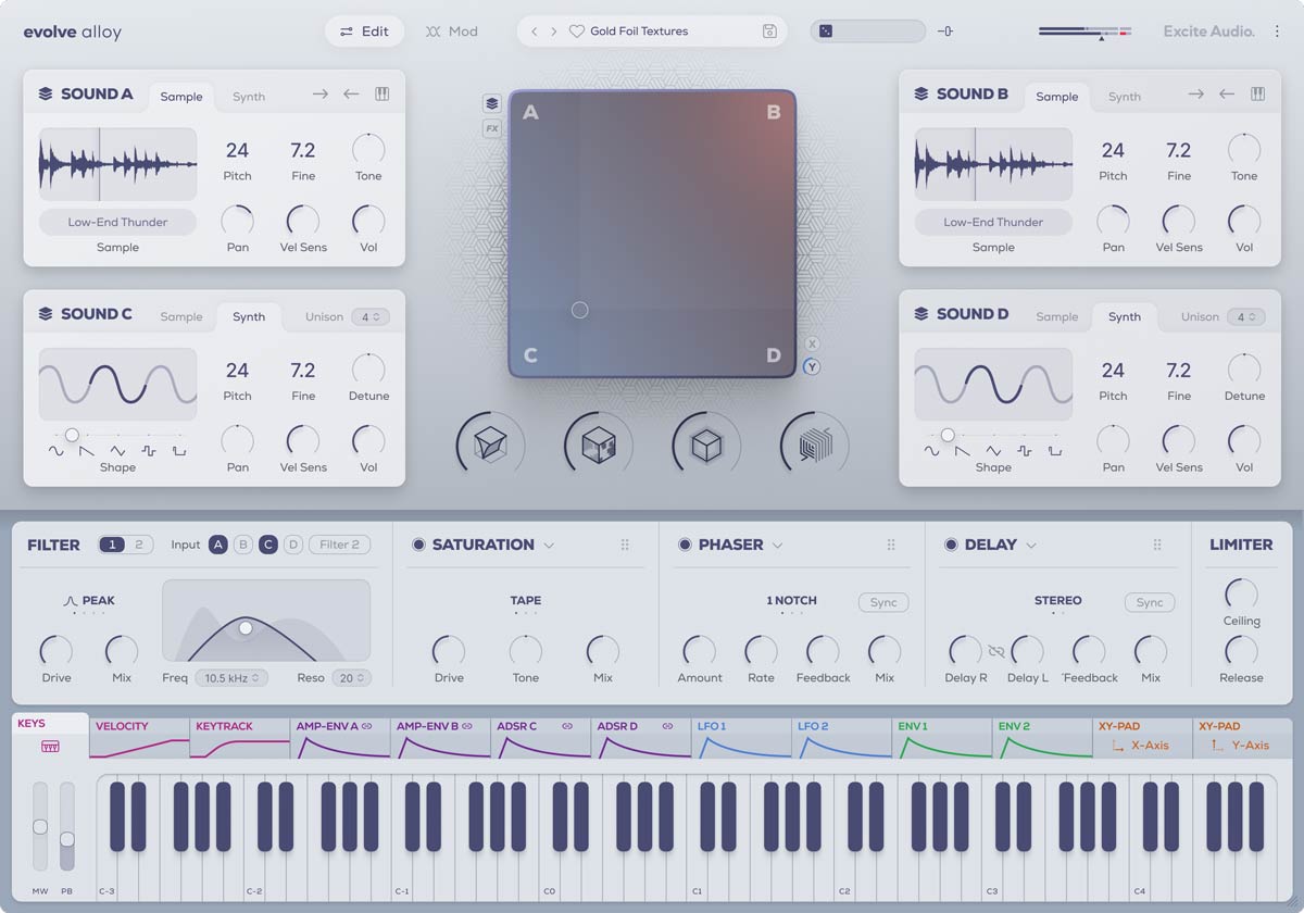 Excite Audio Evolve Alloy - Edit Page Keys