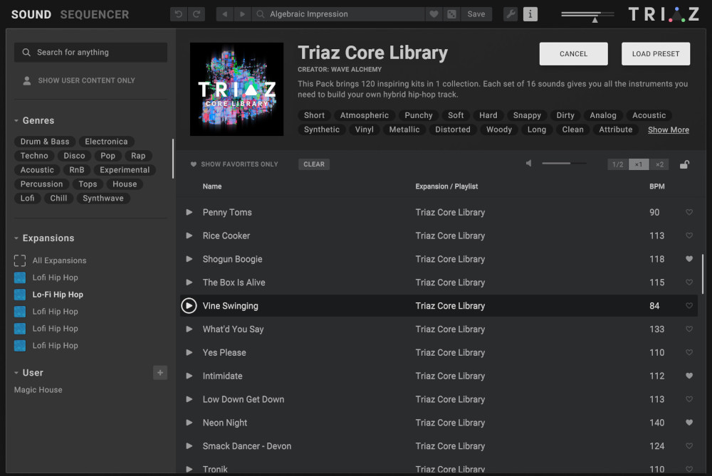 Wave Alchemy Triaz - Preset Browser