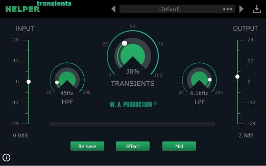 W.A Production Helper Transients - User Interface