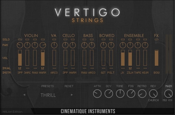 Cinematique Instruments Vertigo Strings - GUI