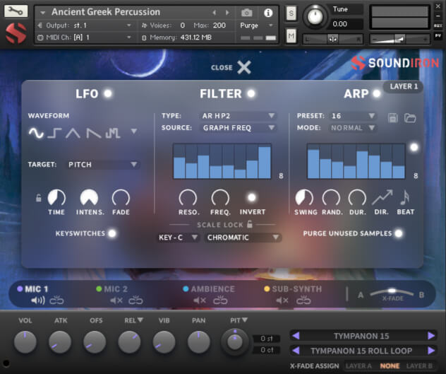 Soundiron Ancient Greek Percussion - Advanced Window