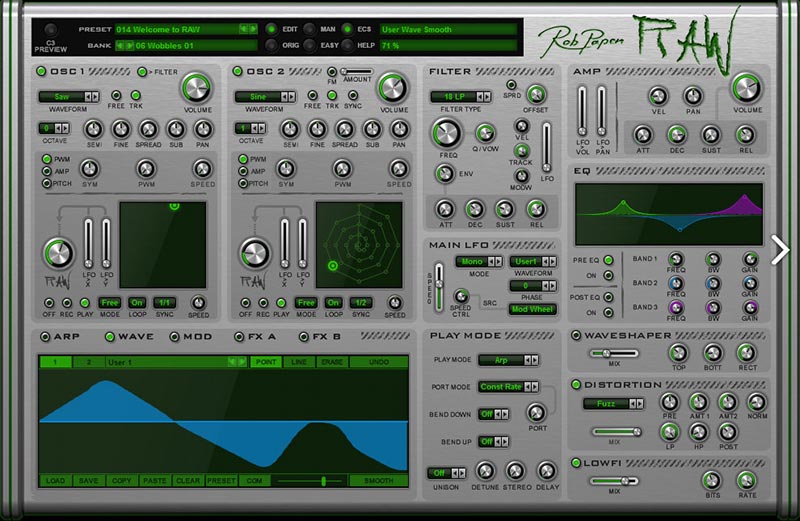 Rob Papen RAW - User Interface