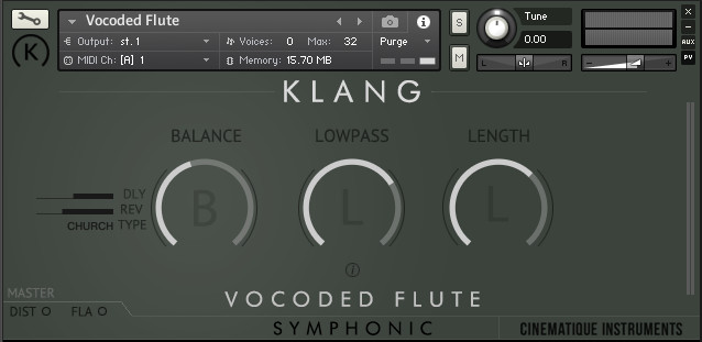 KLANG SYMPHONIC Vocoded Flute GUI
