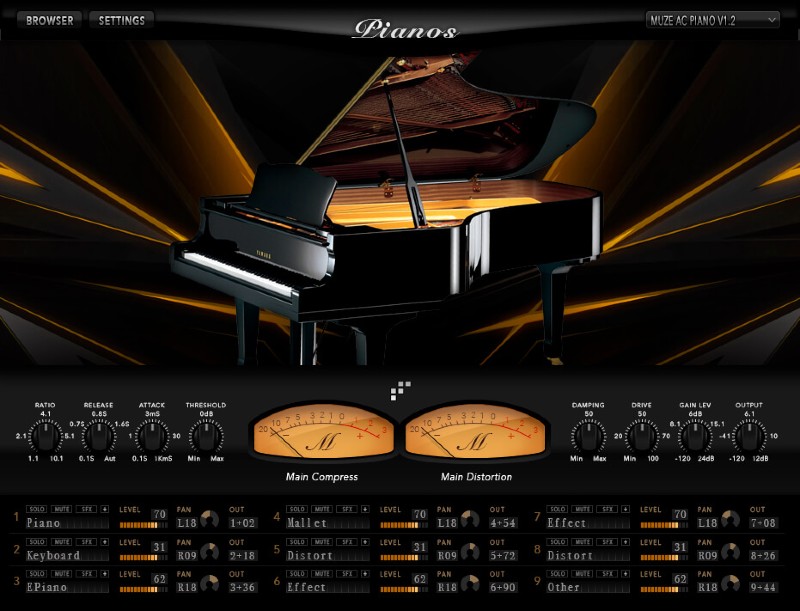 Muze Acoustic Pianos - Main GUI