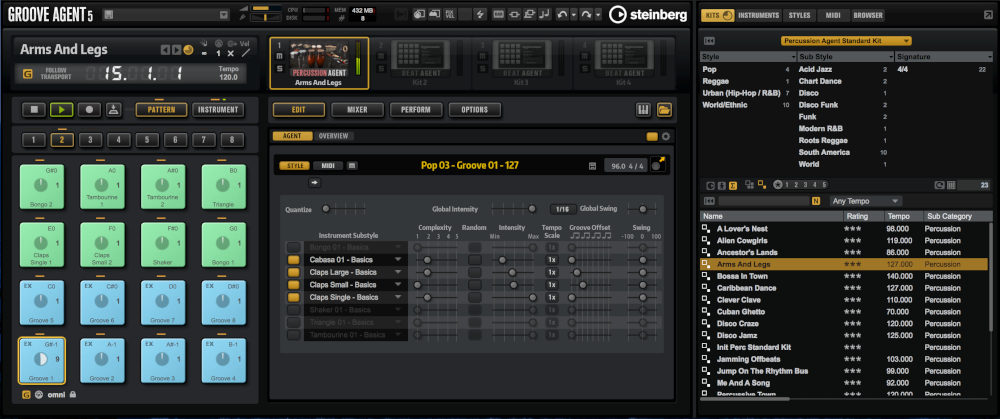 Groove Agent 5 - Percussion Agent Pattern