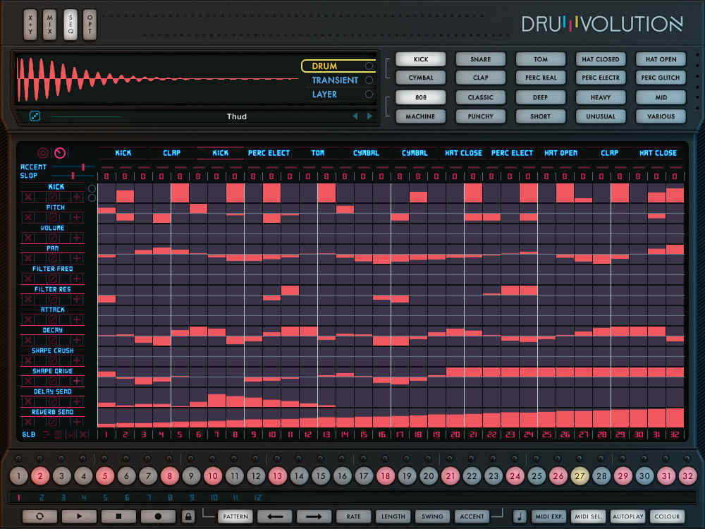 Drumvolution - Sequencer FX Tab UI