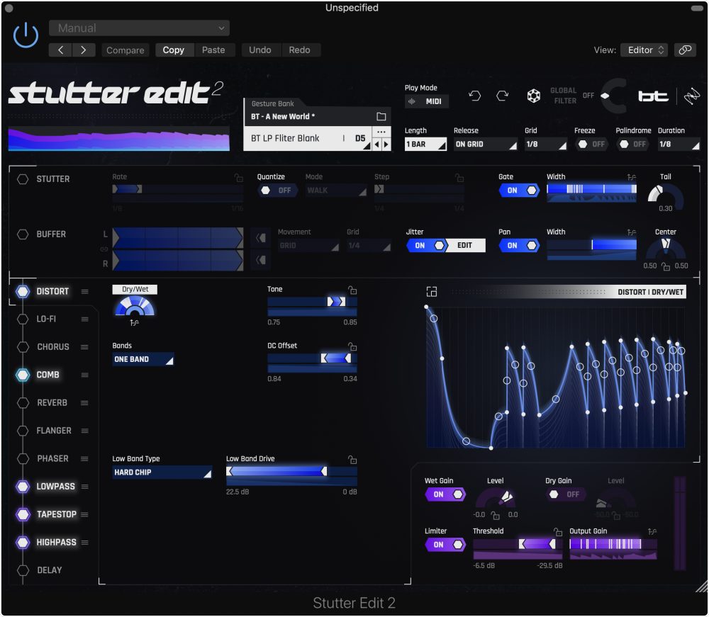 iZotope Stutter Edit 2 - User Interface - Distort