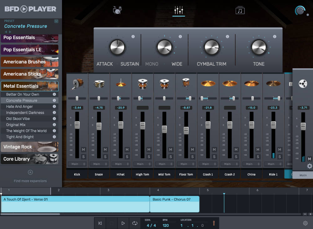BFD Player Expansion: Metal Essentials - Mixer UI