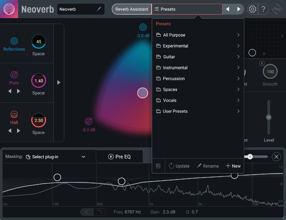 iZotope Neoverb - User Interface - Presets