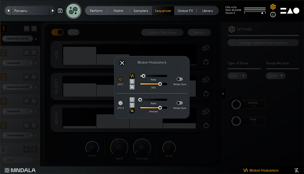 MNTRA Instruments Huracan - Global Mod Interface