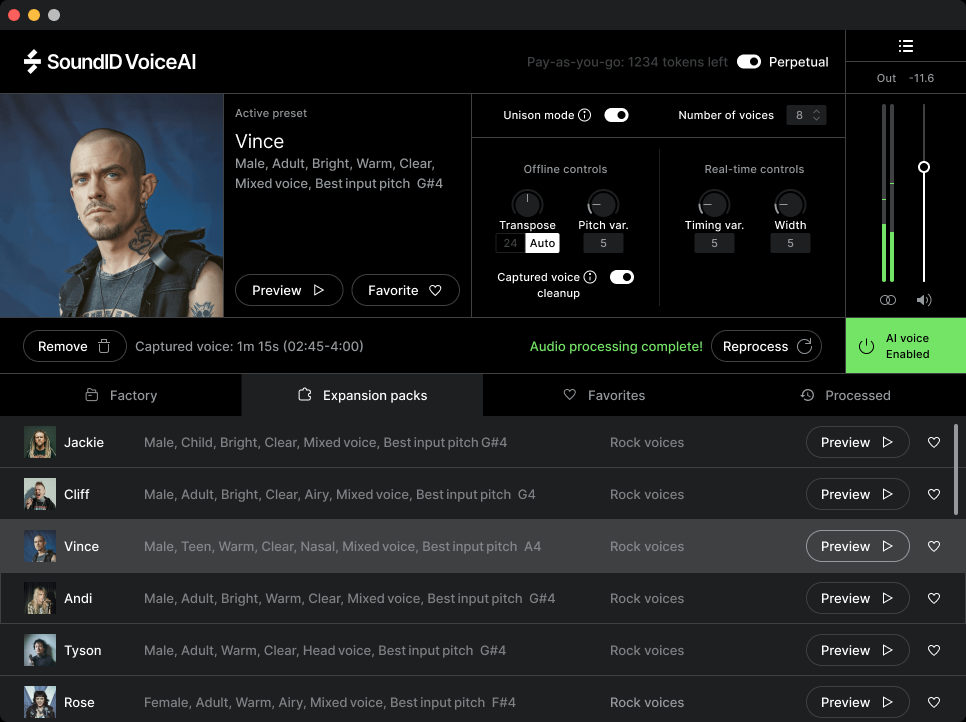 SoundID VoiceAI Rock Voices Expansion Pack - UI 3