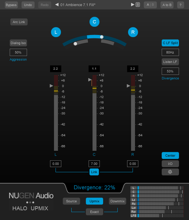 Halo Upmix User Interface 3