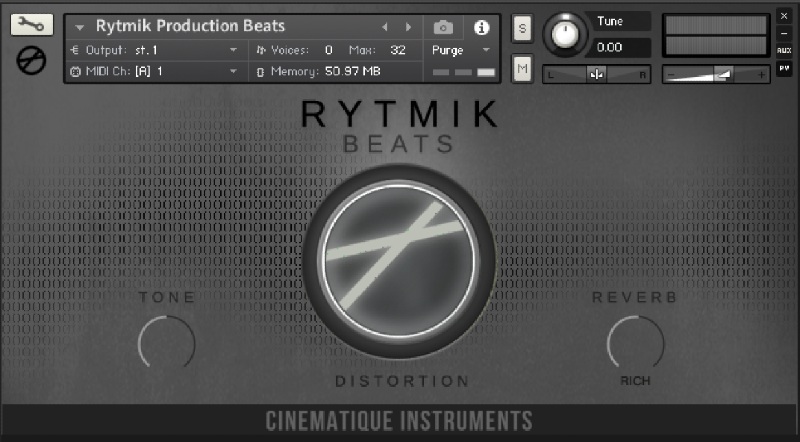 Cinematique Instruments Rytmik Beats - User Interface