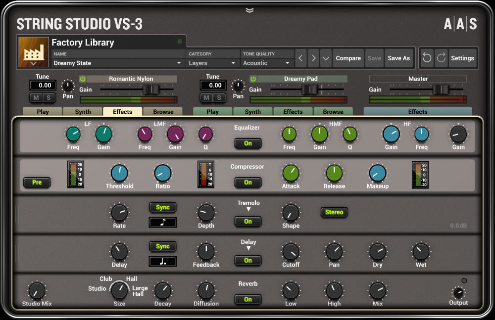 AAS String Studio VS-3 - User Interface (Effects)