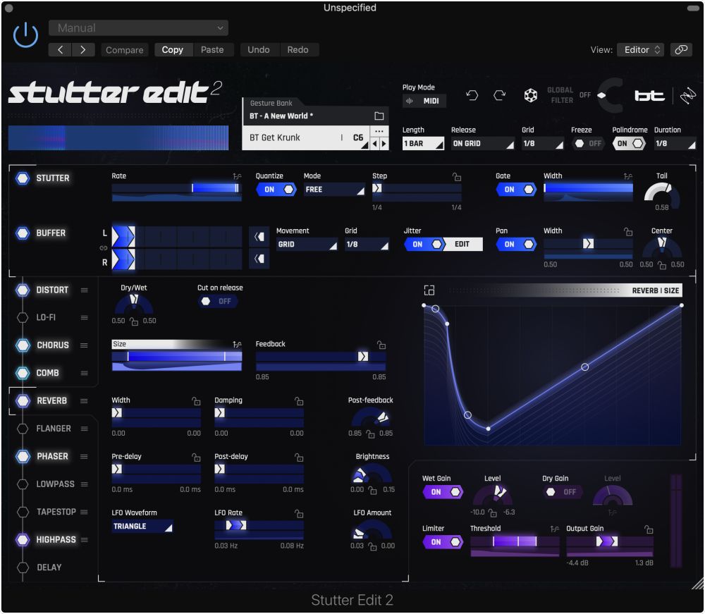 iZotope Stutter Edit 2 - User Interface - Reverb