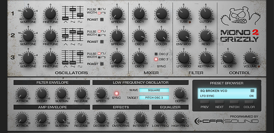 CFA Sound MonoGrizzly 2 User Interface 2