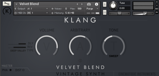 VINTAGE SYNTH: Velvet Blend interface