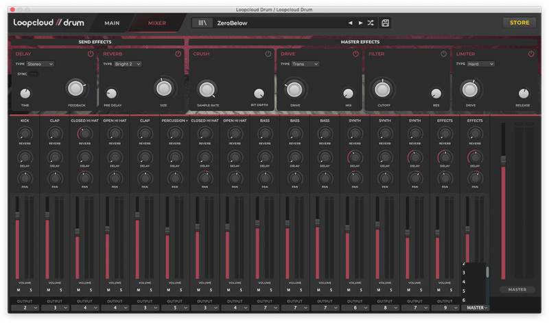 Loopcloud DRUM - Mixer Multi Output UI 1