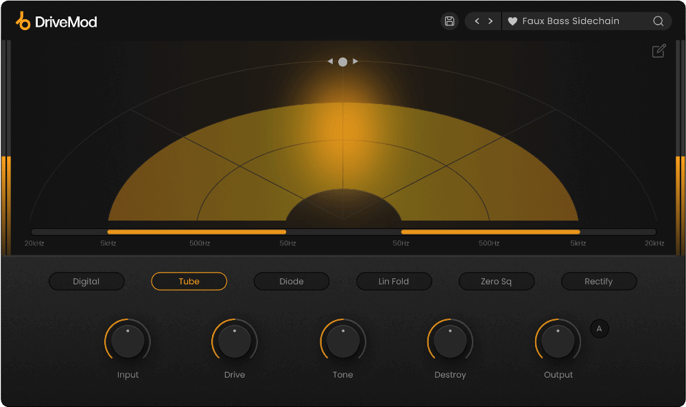 Plugin Boutique DriveMod - User Interface (Main Page)