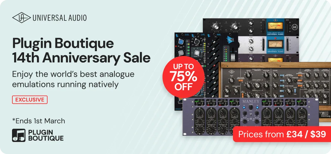 Universal Audio UAD Moog, 1176, API & Manley x Plugin Boutique 14th Anniversary Sale (Exclusive)