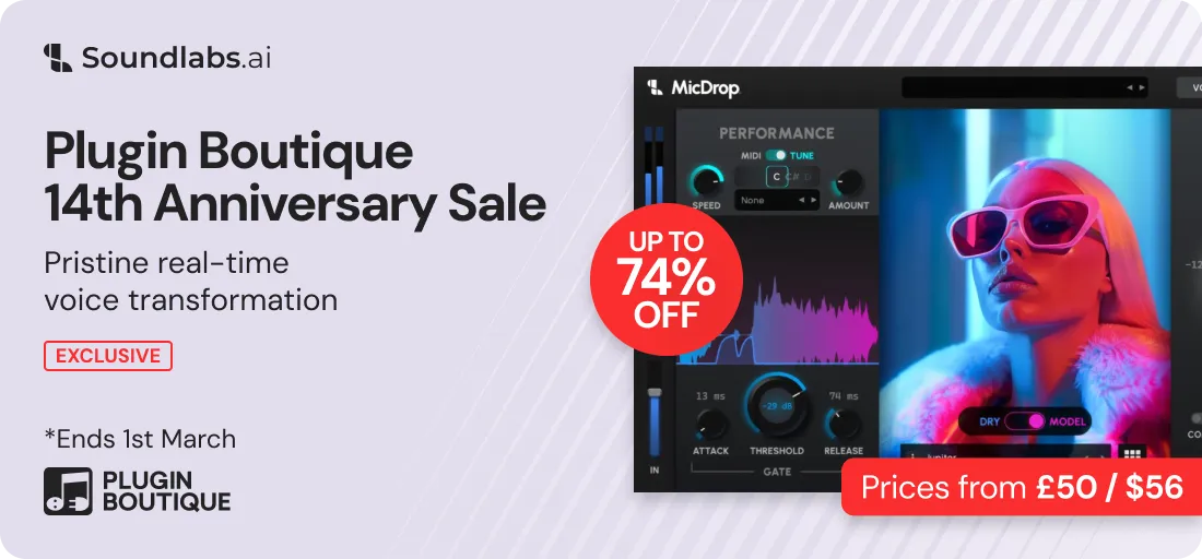 Soundlabs.ai MicDrop x Plugin Boutique 14th Anniversary Sale (Exclusive)