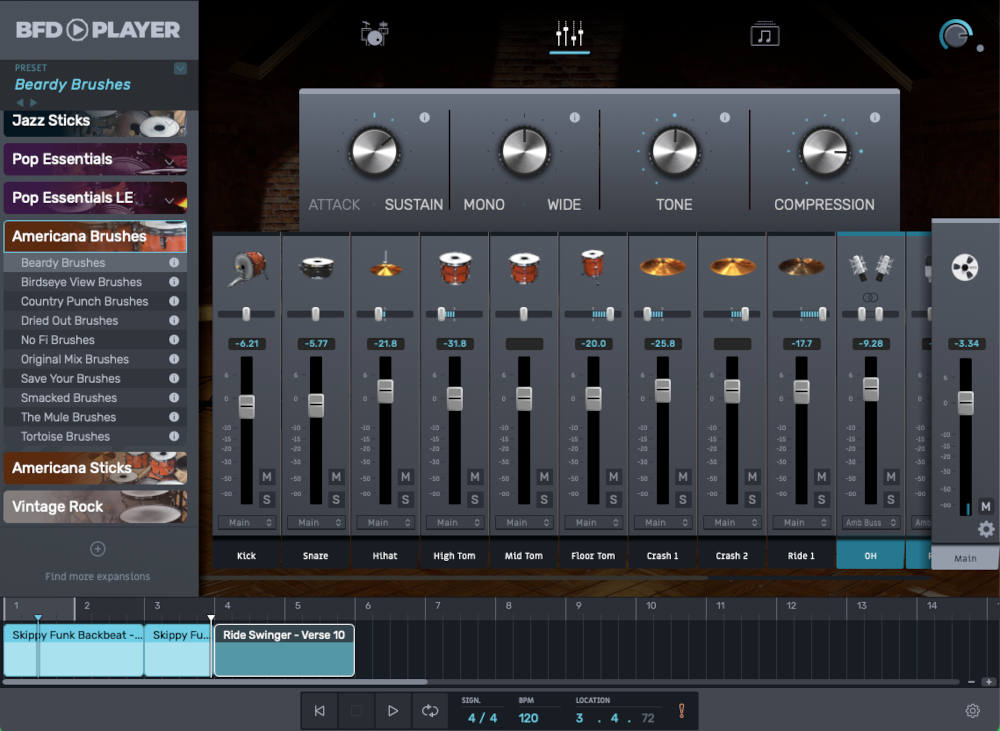 BFD Player Expansion: Americana Brushes - Mixer UI