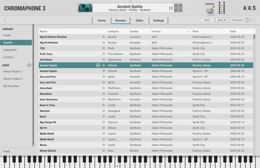 Chromaphone 3 - UI - Browser