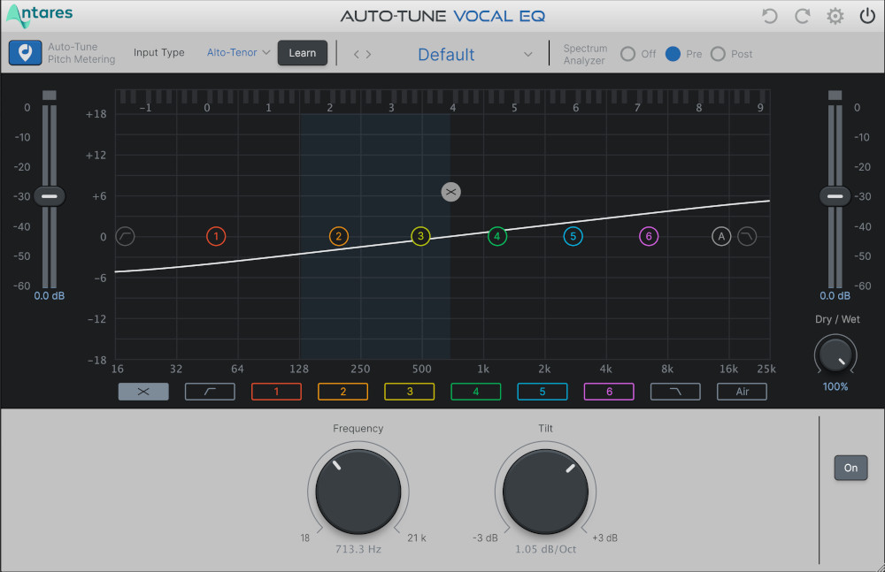 Antares Auto Tune Vocal EQ GUI Tilt Light Mode