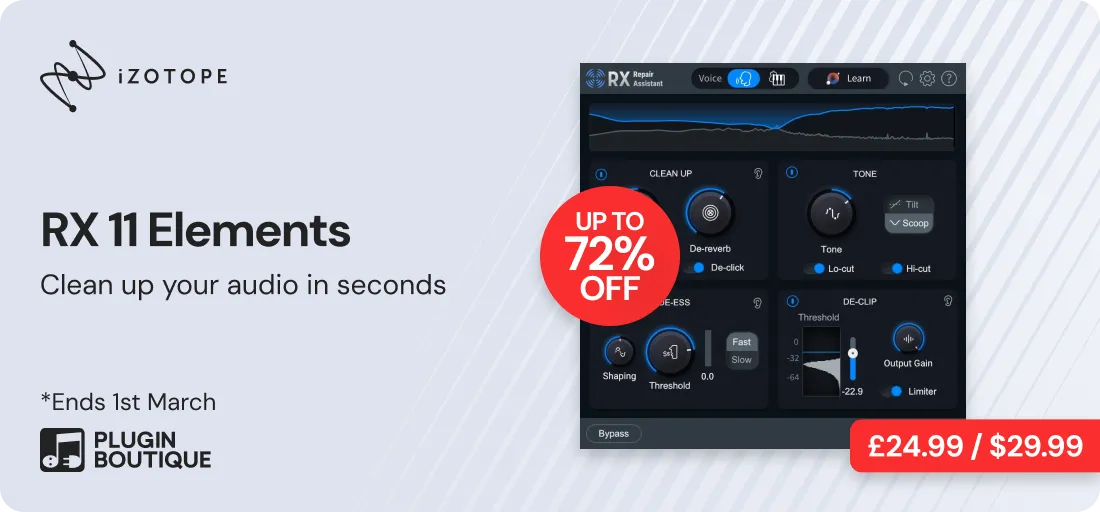 iZotope RX 11 Elements $29.99 Sale