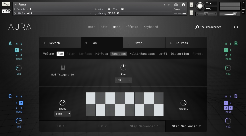 Big Fish Audio Aura: Atmospheric Drone Builder - User Interface (Modulations Page)