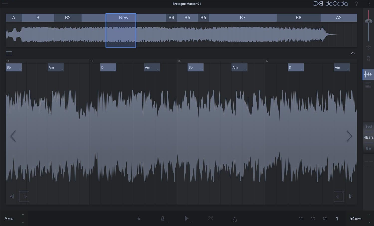 deCoda - Main UI (Dark Theme)