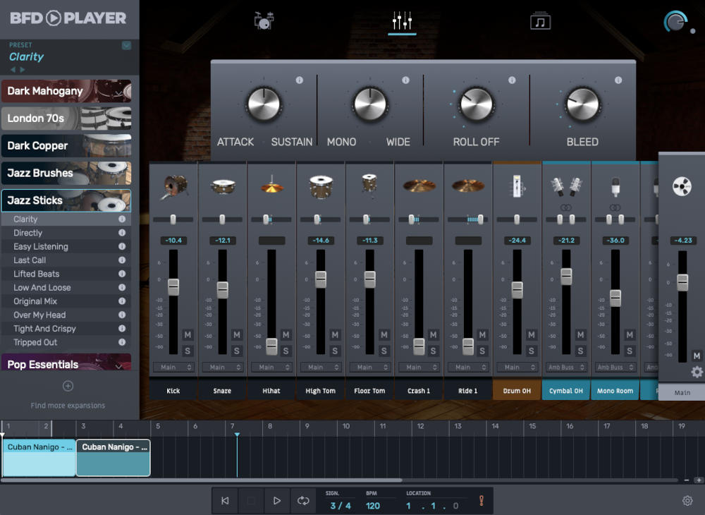 BFD Player Expansion: Jazz Sticks - Mixer UI
