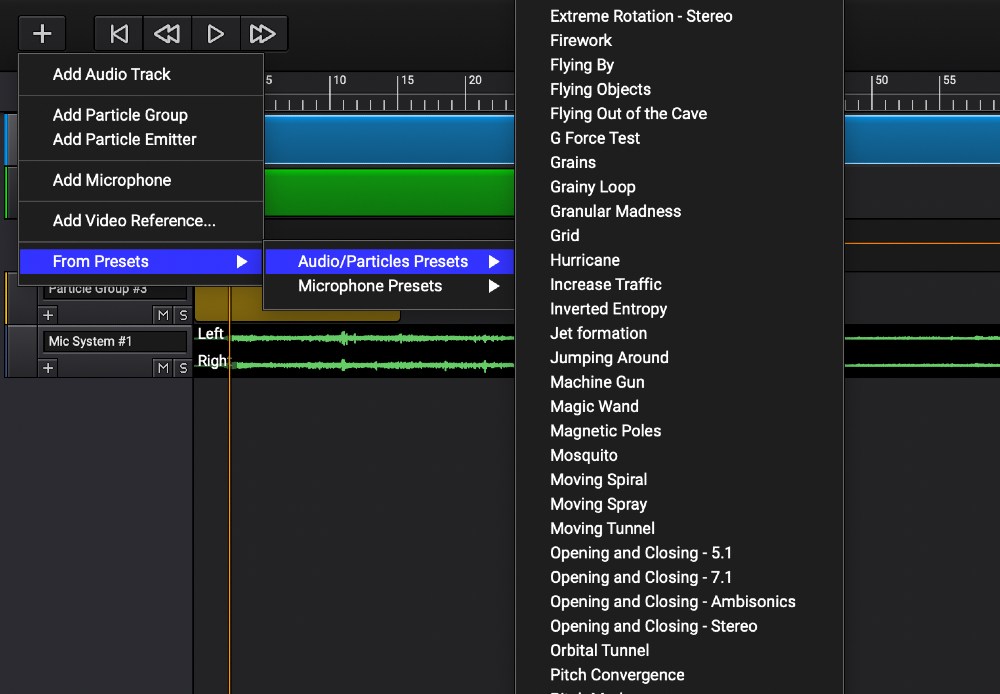 Sound Particles - User Interface (Presets)