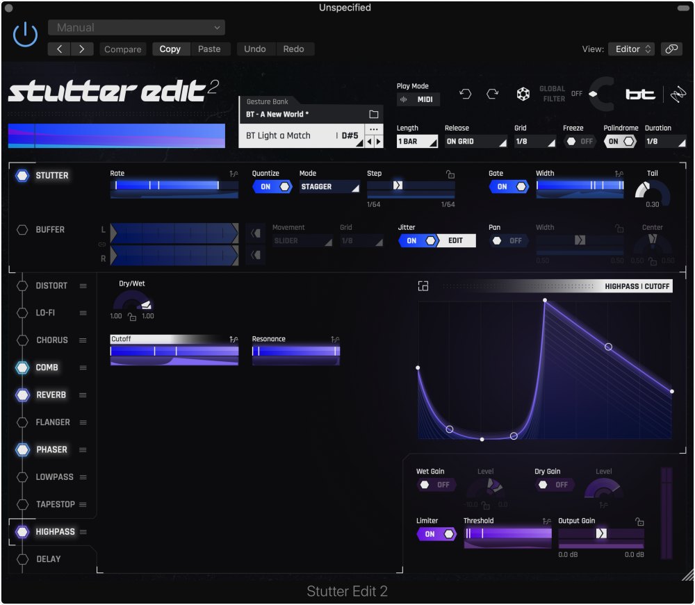 iZotope Stutter Edit 2 - User Interface - Highpass