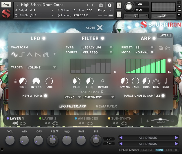 Soundiron High School Drum Corps - Controls View