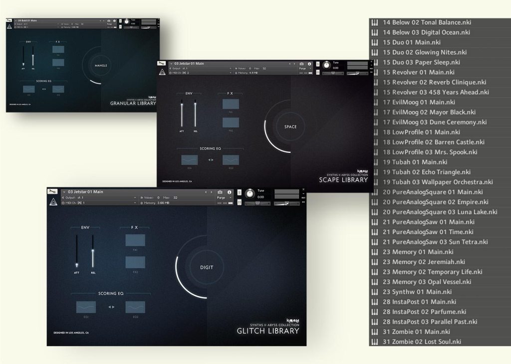 Synths II Abyss - Presets List