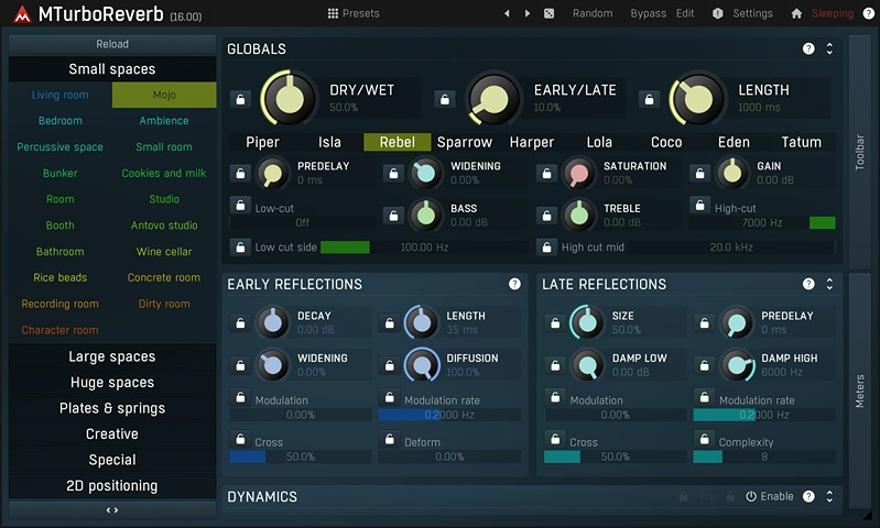 MTurboReverbLE - User Interface