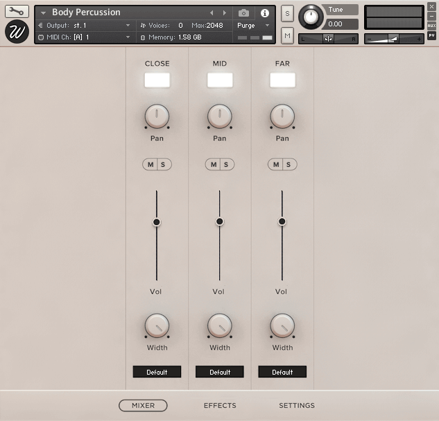 Wavesfactory Body Percussion - Mixer GUI