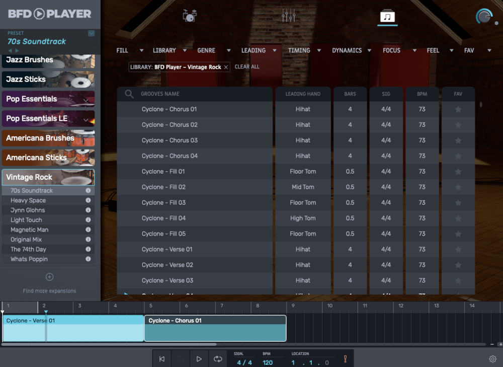 BFD Player Expansion: Vintage Rock - Grooves UI