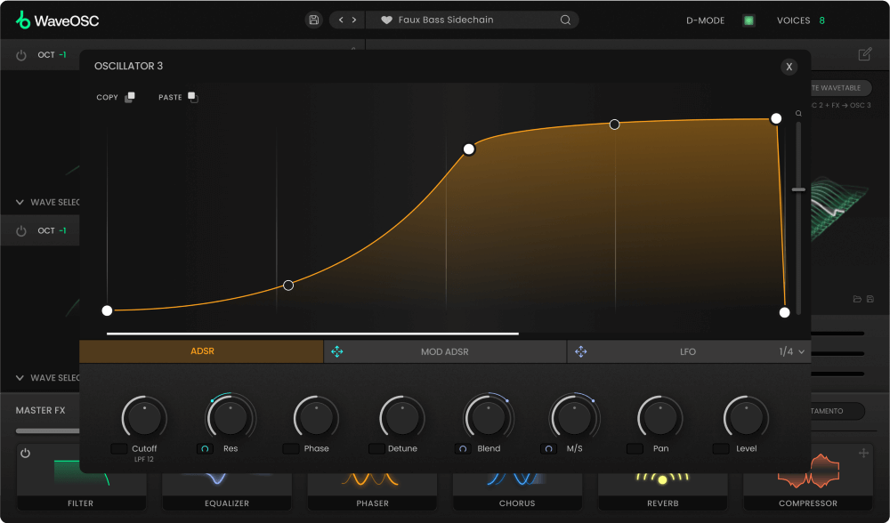 Plugin Boutique WaveOSC - User Interface (ADSR Envelope)