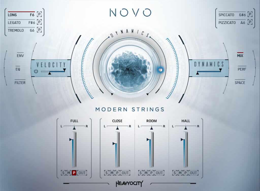 NOVO Modern Strings - Main User Interface
