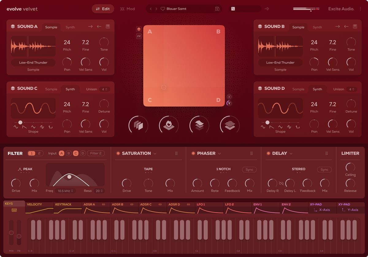 Excite Audio Evolve Velvet - Edit Page Keys