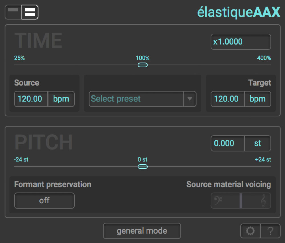 élastiqueAAX - Time and Pitch Interface 1
